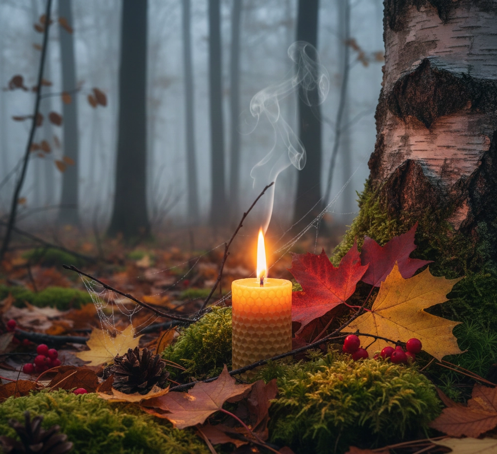 Syksy Metsässä kynttilä